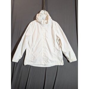 LANDS END Bomber Jacket Long Sleeve Large (14-16) White Nylon